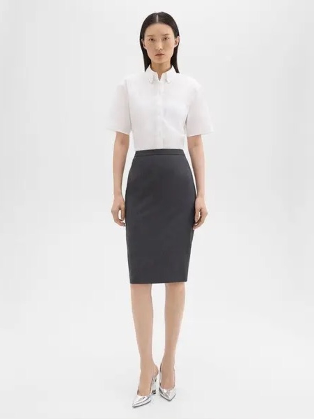 Theory Joanie Sevona Charcoal Gray Suit Skirt